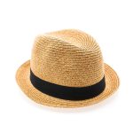 Unisex Straw Trilby Fedora Hat with Black Band